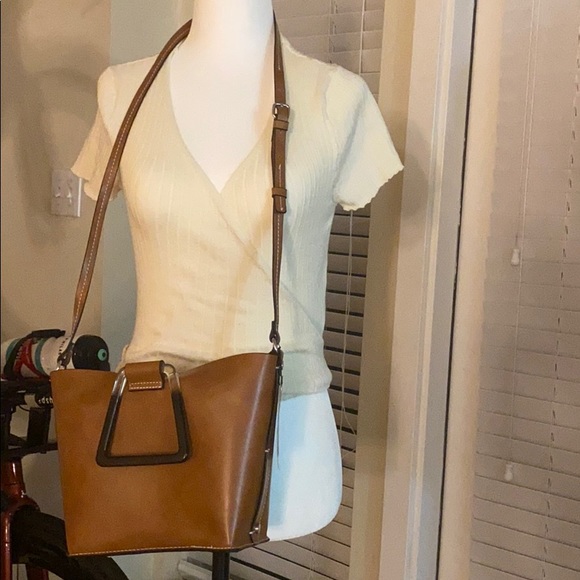 Zara Handbags - Zara bag camel pleather with longer straps